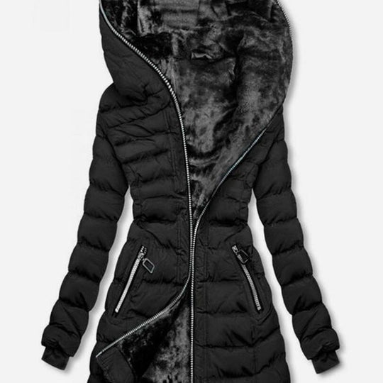 Damen gefütterte Winterjacke mit hohem Kragen und stilvollen Reißverschlusstaschen R&B