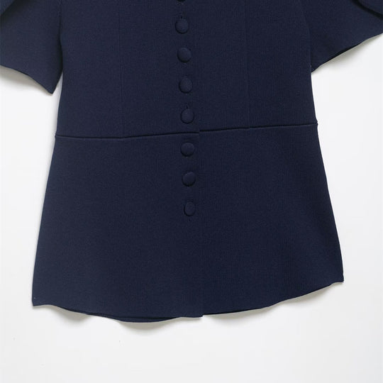 Damenbluse mit strukturierten Puffärmeln und Knopfdetail R&B