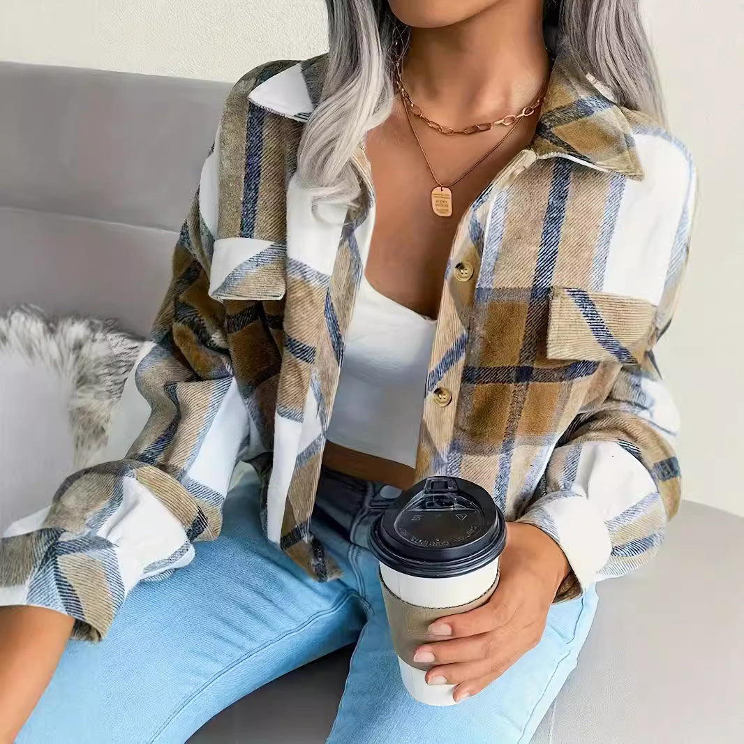 Damen karierte Hemdjacke R&B
