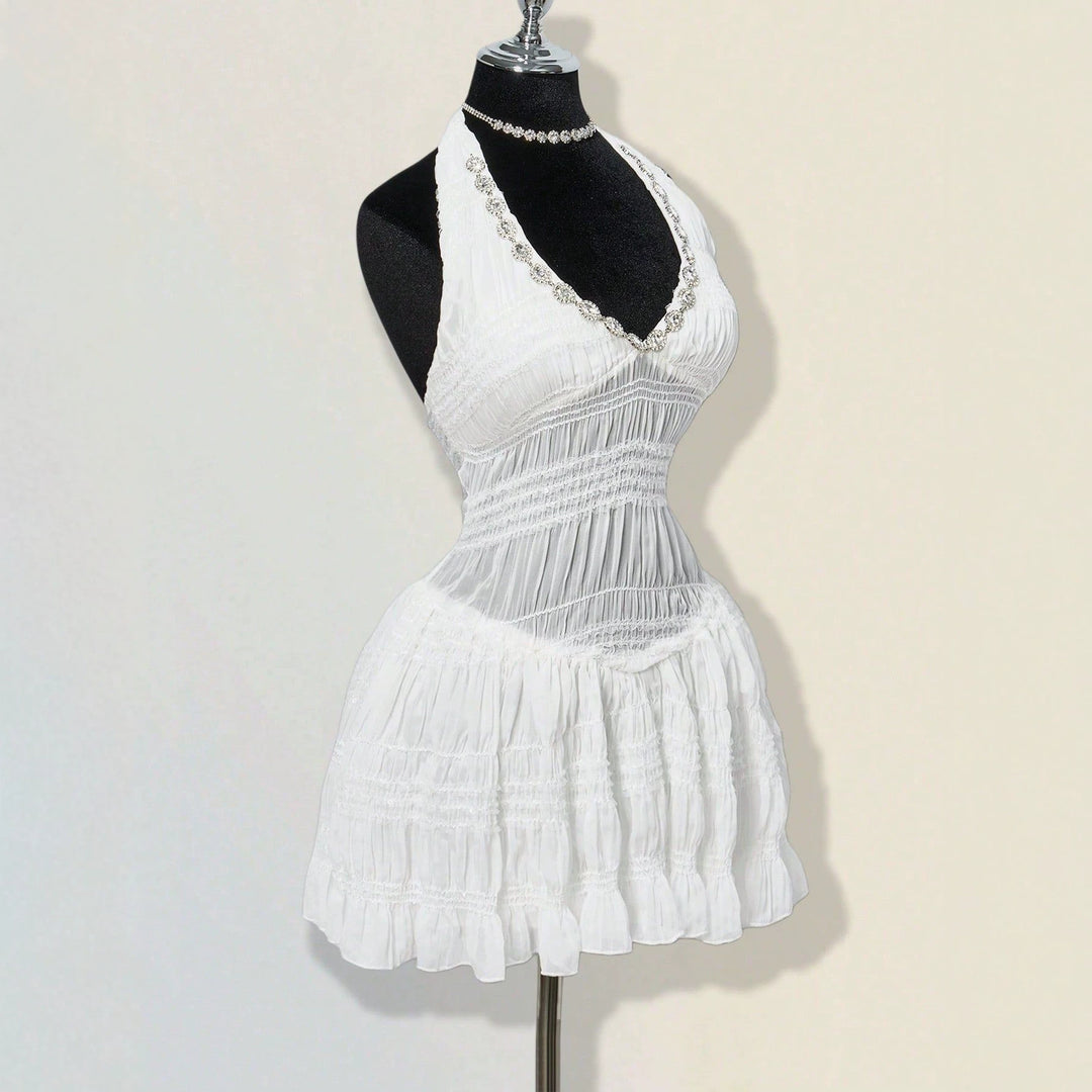 Damen Sommerliches Kleid im romantischen Vintage-Stil mit raffinierten Falten R&B