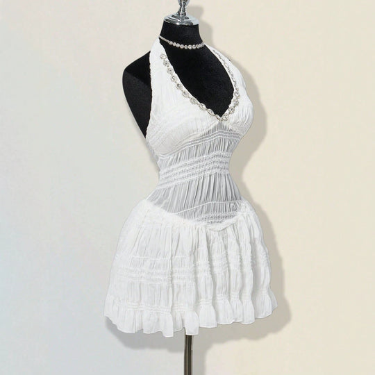 Damen Sommerliches Kleid im romantischen Vintage-Stil mit raffinierten Falten R&B