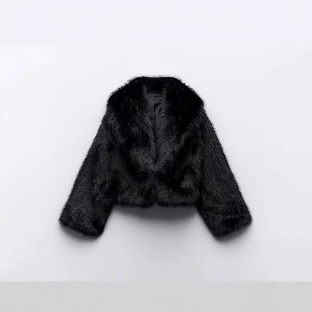 Damen Modische Kurzjacke aus Kunstfell R&B