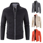 Herren Strickjacke mit strukturiertem Muster und hohem Stehkragen R&B