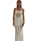 Damen Maxi-Kleid mit tiefem Schlitz und eleganter Raffung R&B