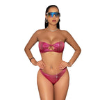 Damen Bandeau-Bikini mit hochglänzendem Schlangenmuster R&B