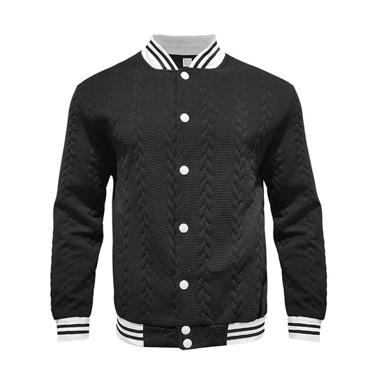 Herren sportliche Collegejacke mit strukturierter Oberfläche und modernen Kontraststreifen R&B