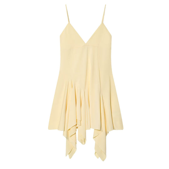 Damen fließendes Spaghetti-Trägerkleid mit asymmetrischem Saum und elegantem Faltenwurf R&B