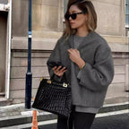 Damen oversized Wolljacke mit elegantem Schnitt und lässigem Look R&B
