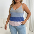 Damen luftiges Stricktop mit V-Ausschnitt und buntem Muster R&B