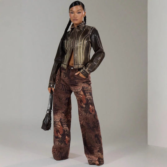Damen modische Jacke mit strukturiertem Design und praktischen Reißverschluss R&B
