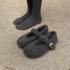 Damen Flauschige Hausschuhe mit modischem Riemendesign und wärmendem Innenfutter R&B