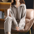 Damen Elegante Strickjacke mit Kragen und weitem Schnitt