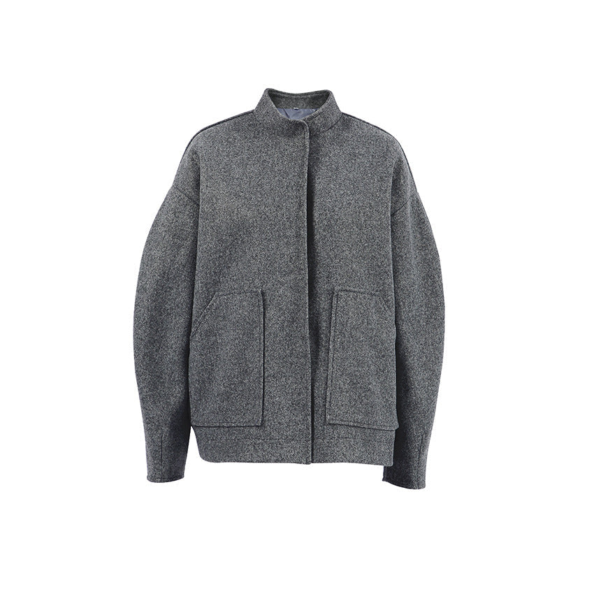 Damen Oversized Wolljacke mit hidden Knopfverschluss und praktischen Taschen R&B