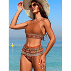 Damen Hochgeschnittener Bikini mit modischem Banddesign R&B
