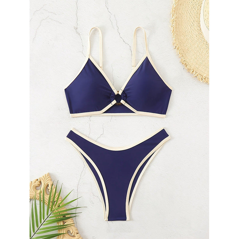 Damen Triangel-Bikini-Set mit elegantem Knoten und hohem Beinausschnitt R&B