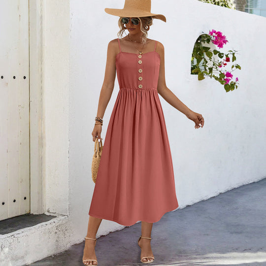 Damen Sommerliches Maxikleid mit Knopfdetails und komfortablem Schnitt R&B