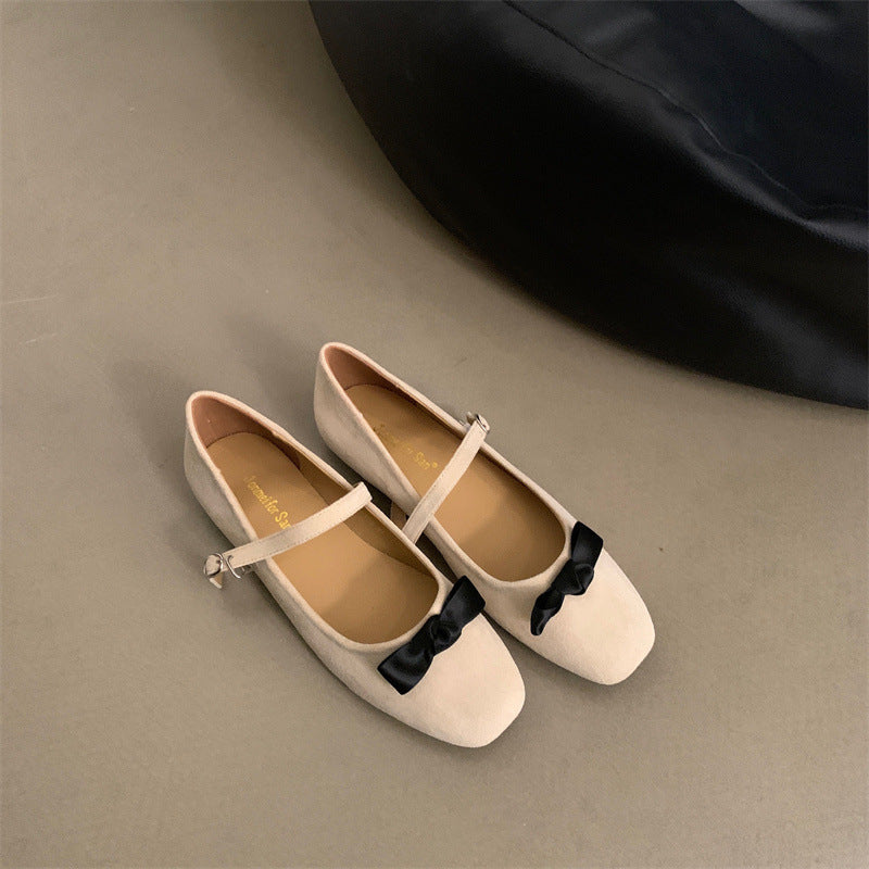 Damen elegante Ballerinas mit modischem Mary Jane-Riemchen und Schleifenverzierung R&B