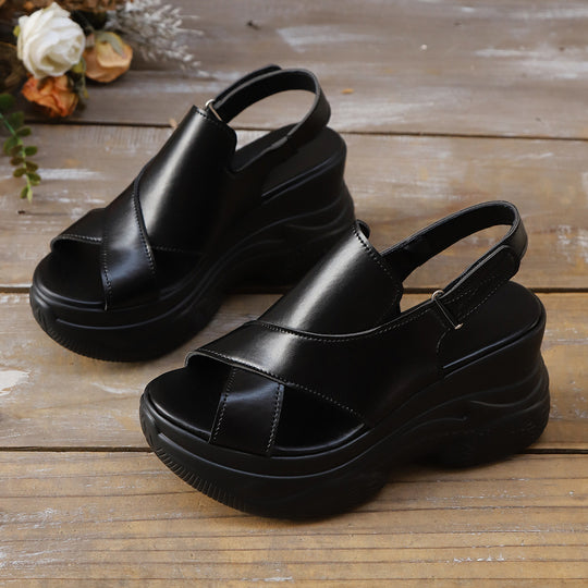 Damen komfortable Wedge-Sandalen mit modernem Cross-Design R&B
