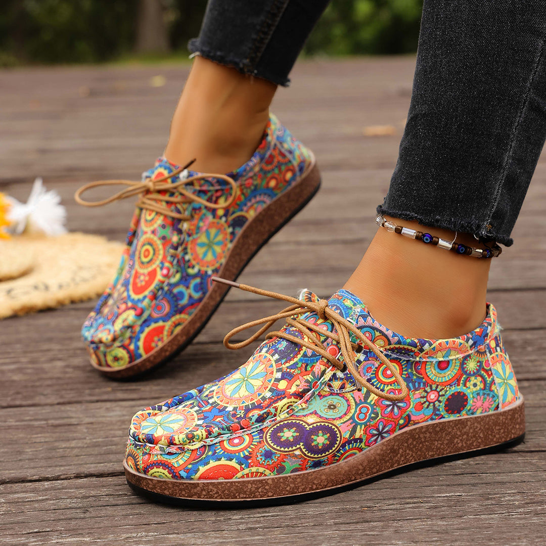Damen modische Schnürschuhe mit floralem Muster und komfortabler Sohle R&B