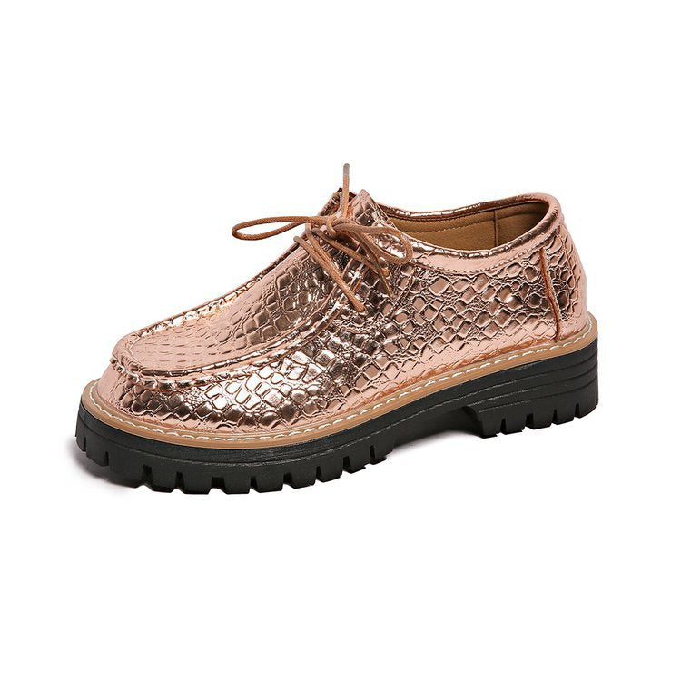 Damen Modische Schnürschuhe mit schimmerndem Schlangenleder-Design R&B