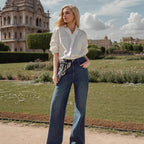 Damen Elegante Oversized Bluse aus hochwertigem Baumwollmix mit verdeckter Knopfleiste R&B