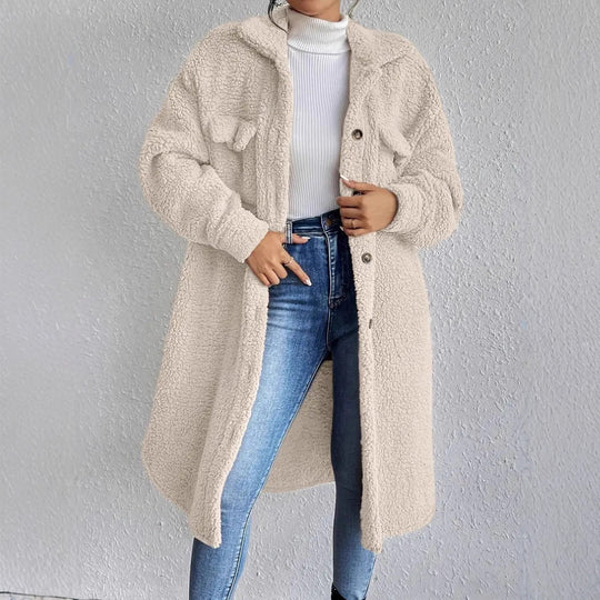 Damen Weiche und gemütliche Teddyjacke im Long-Format R&B