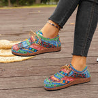 Damen modische Schnürschuhe mit floralem Muster und komfortabler Sohle R&B