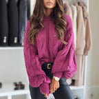 Damen Strickpullover mit Kabelmuster und Oversized-Schnitt R&B