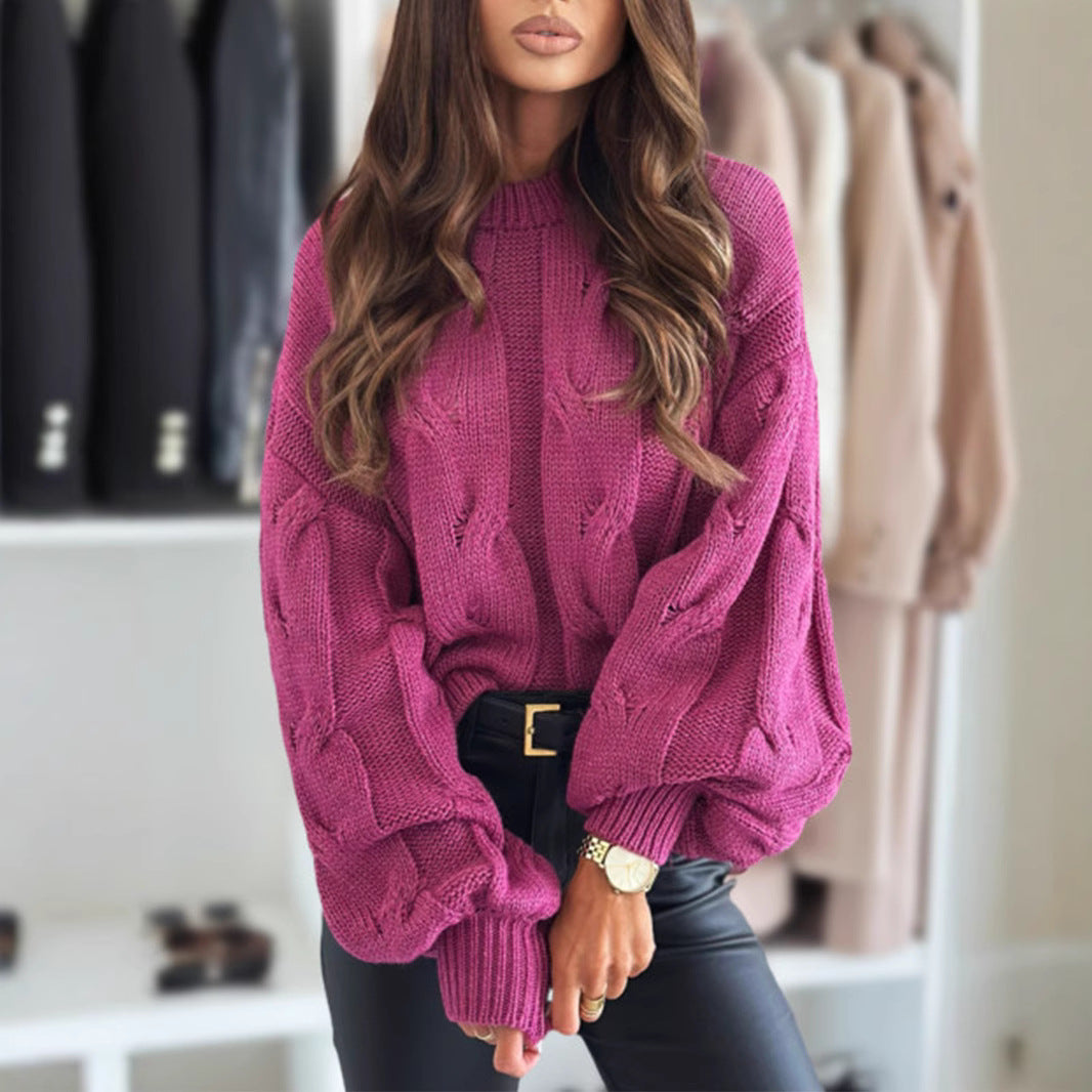 Damen Strickpullover mit Kabelmuster und Oversized-Schnitt R&B
