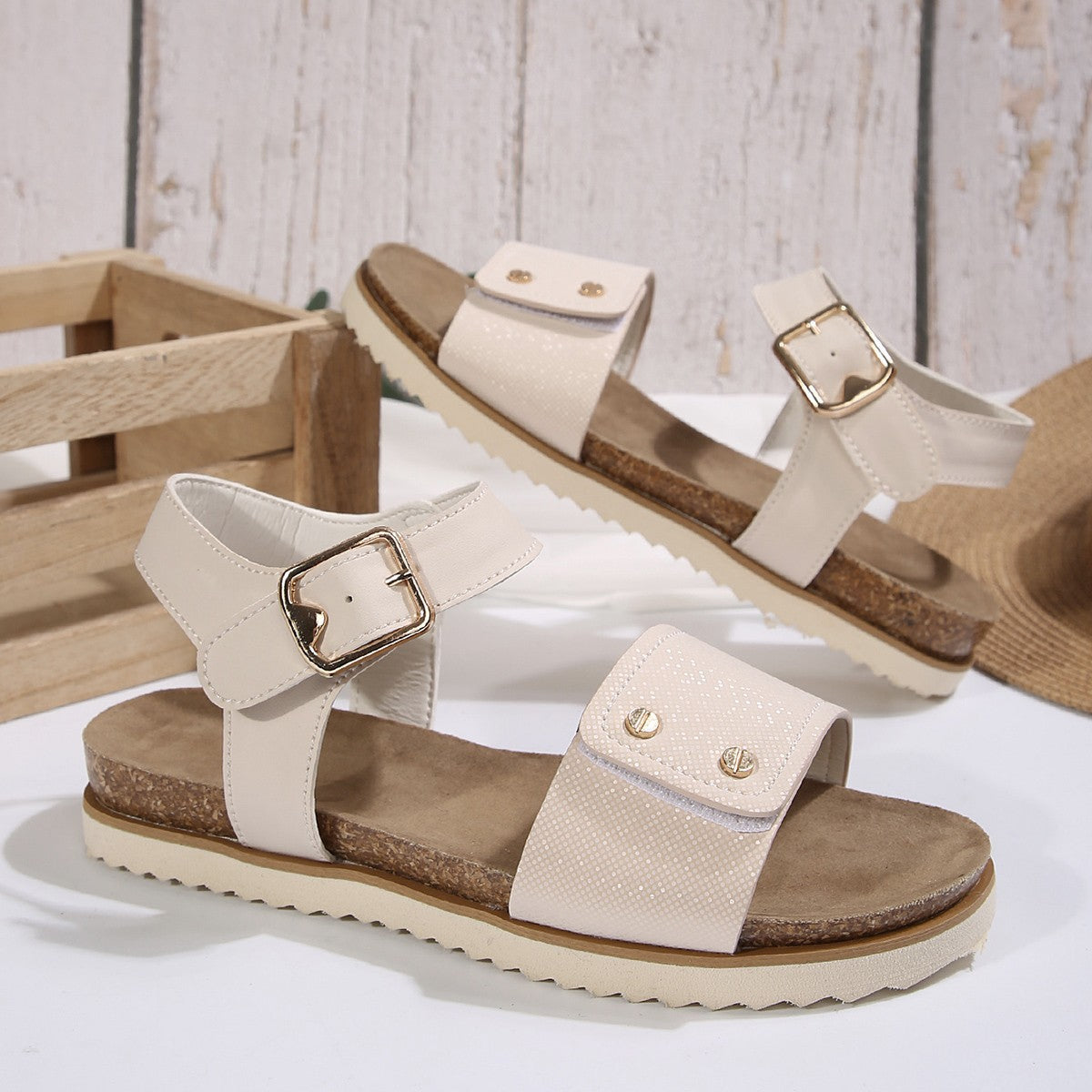 Damen Bequeme Sandalen mit verstellbarem Riemen R&B