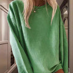 Damen Lässiger Rippstrick-Pullover mit weitem Schnitt R&B