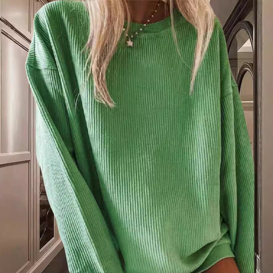 Damen Lässiger Rippstrick-Pullover mit weitem Schnitt R&B