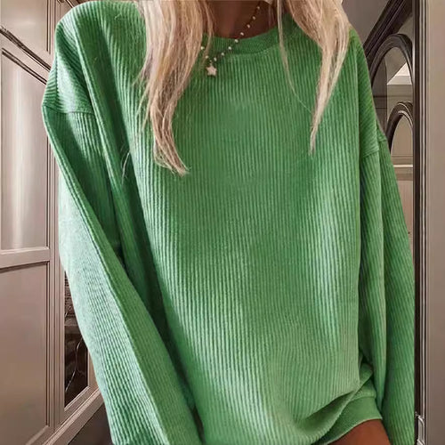 Damen Lässiger Rippstrick-Pullover mit weitem Schnitt R&B