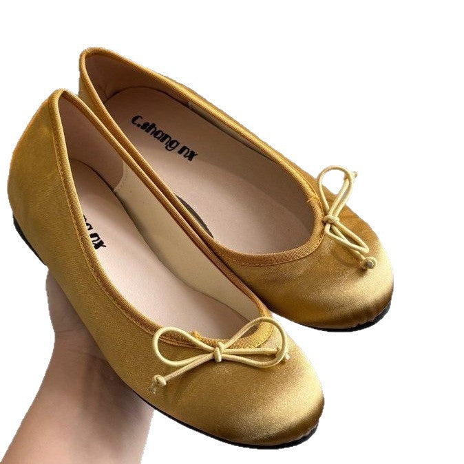 Damen Ballerinas aus satinierter Struktur mit dekorativem Schleifendetail R&B