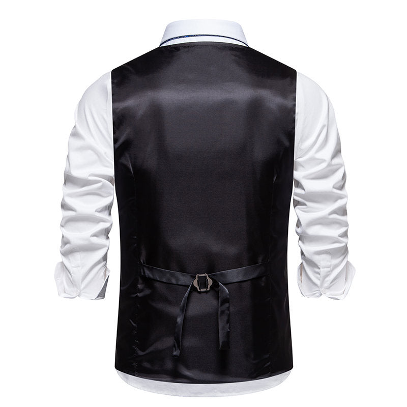 Herren elegante Anzugweste mit feinem Hahnentritt-Muster und praktischen Taschen