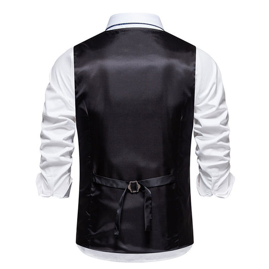 Herren elegante Anzugweste mit feinem Hahnentritt-Muster und praktischen Taschen R&B