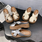 Damen Modische Plateau-Sandalen mit Perlenschmuck R&B