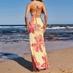 Damen Maxikleid mit floralem Design und Spaghettiträgern R&B