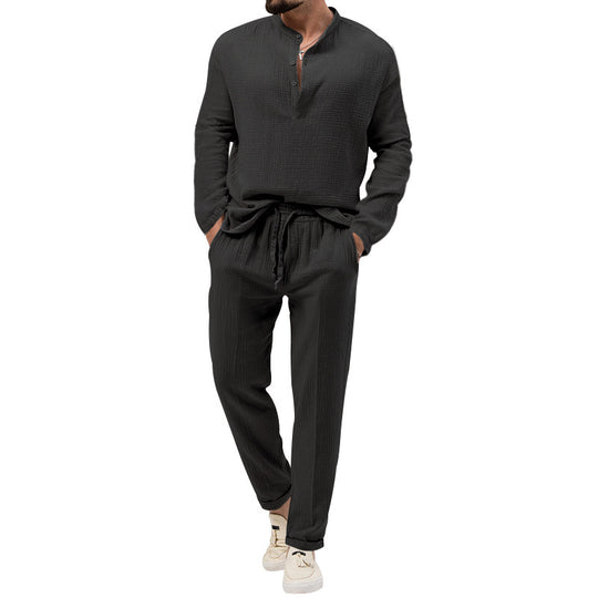Herren Freizeit-Set aus atmungsaktivem Material mit Knopfleiste und elastischem Bund R&B