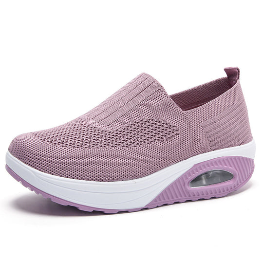 Damen nan gestrickter Slipper mit versteckter Keilsohle und sichtbarer Luftkammer R&B