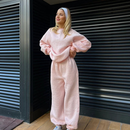 Damen lässiges Sweatshirt undweite Jogginghose Set R&B