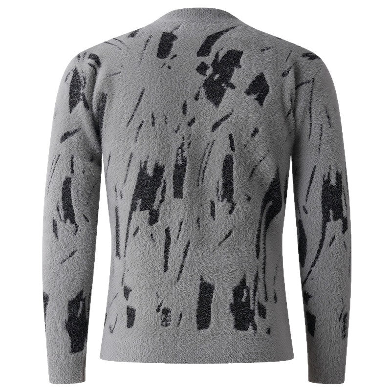 Damen modischer Pullover mit strukturiertem Muster und hohen Kragen R&B