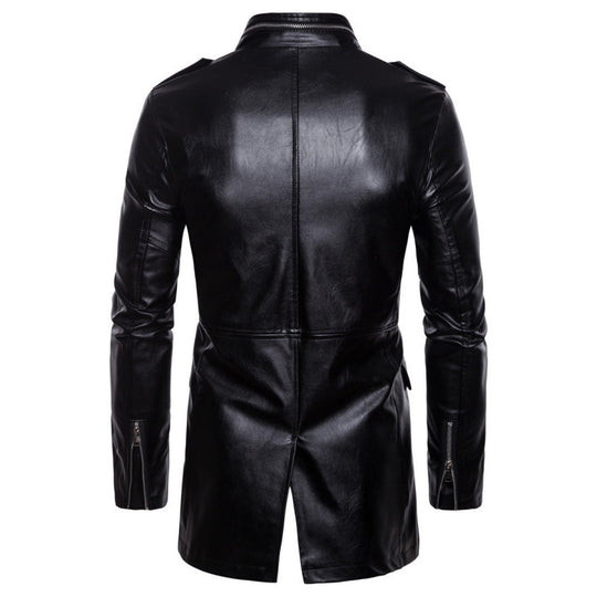 Herren modische Kunstlederjacke mit praktischen Taschen und asymmetrischem Reißverschluss R&B