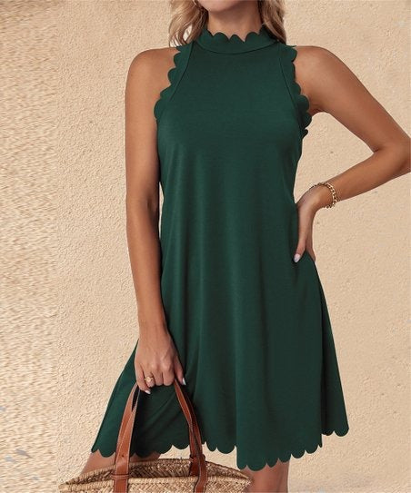 Damen Elegantes ärmelloses Freizeitkleid mit skulpturalem Ausschnitt R&B