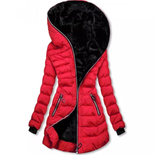 Damen gesteppte Winterjacke mit luxuriösem Futter und modischem hohem Kragen R&B