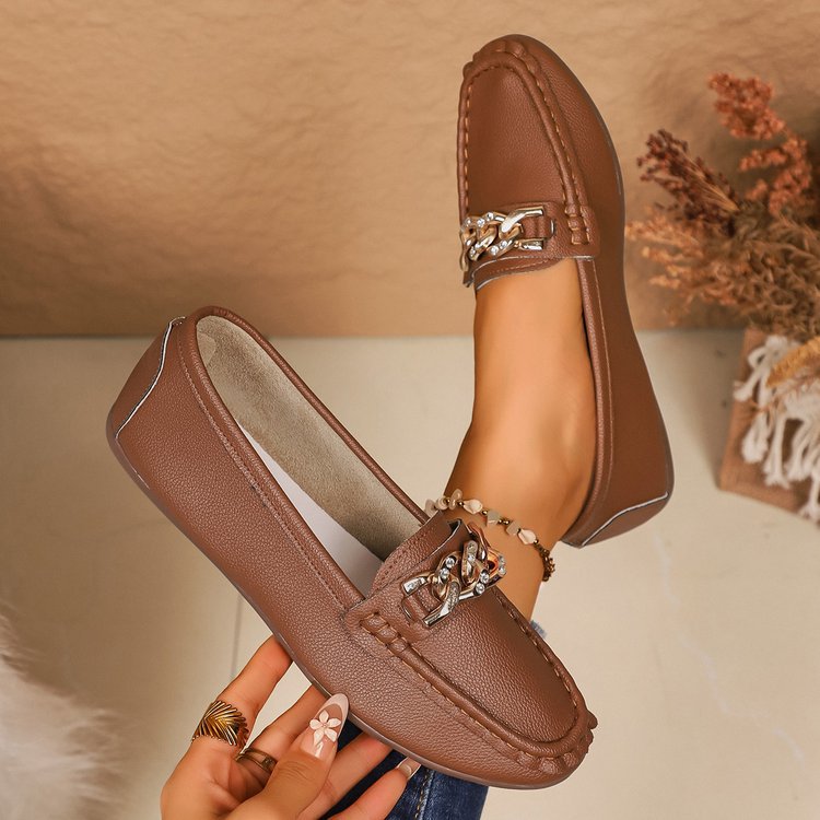 Damen Mokassin-Schlüpfschuhe mit dekorativer Applikation R&B