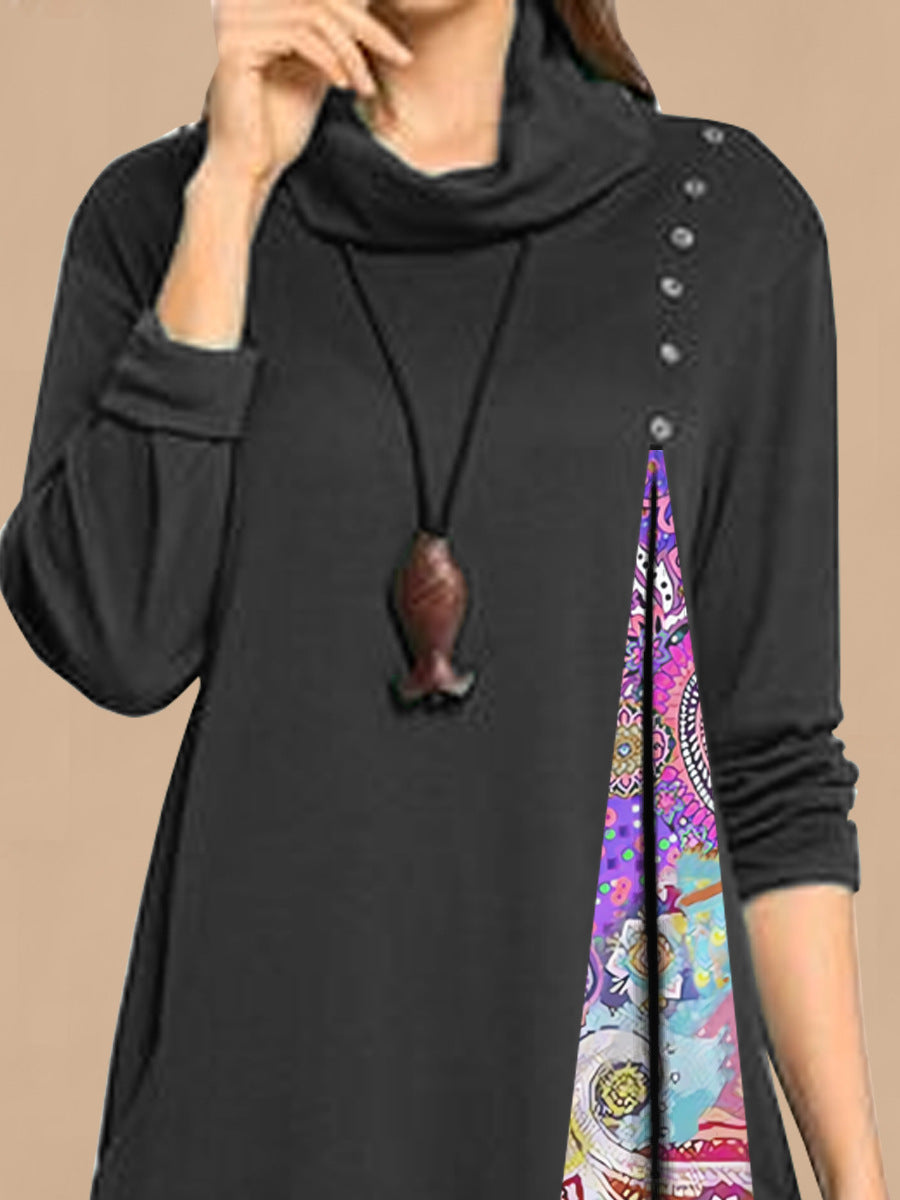 Damen Modisches Freizeitkleid mit asymmetrischem Saum und dekorativen Knöpfen R&B