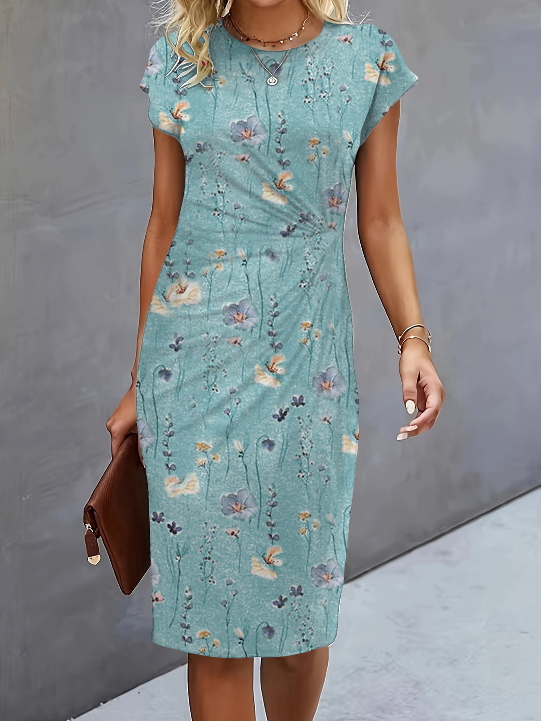Damen figurbetontes Wickelkleid mit trendigen Drapierungen und klassischem Schnitt R&B
