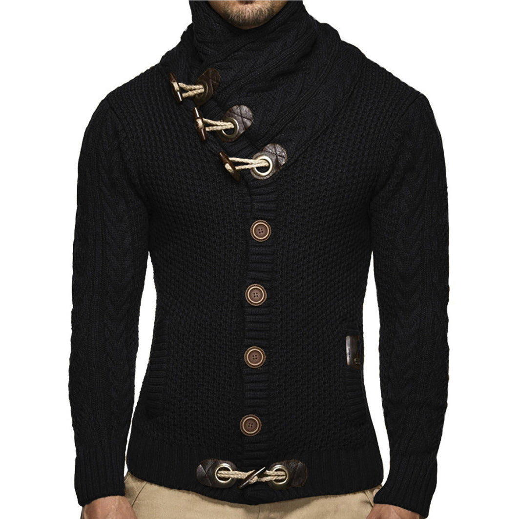 Herren Strickjacke mit asymmetrischem Kragen und einzigartigem Knopfdesign R&B