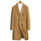 Herren eleganter Wollmantel mit doppelter Knopfleiste und dekorativem Revers R&B